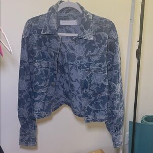Happyxnature floral pattern denim jacket